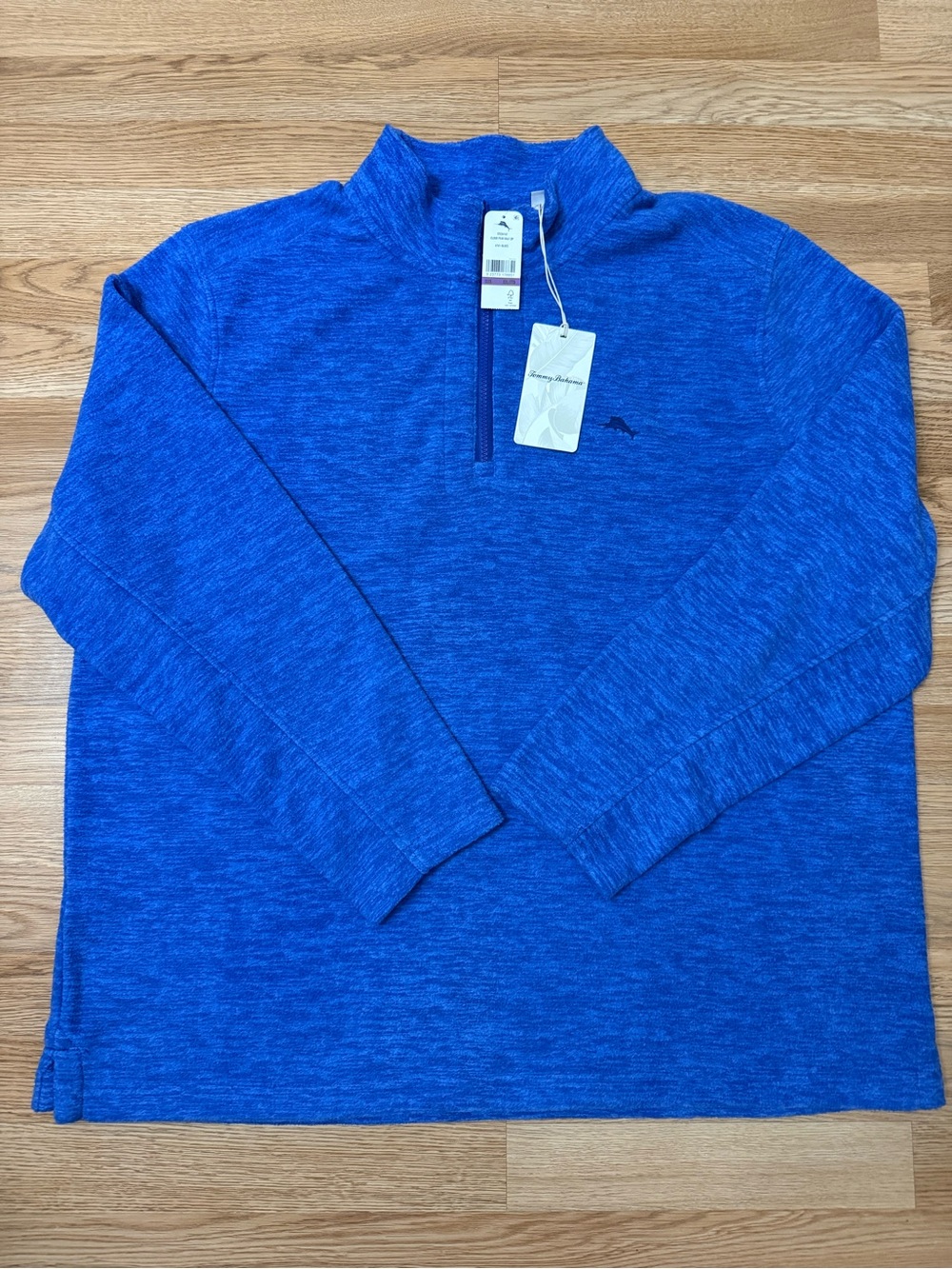 New Tommy Bahama Blue Half Zip Pullover Polyester Sweater Men’s 2XL